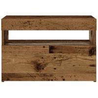 Nachtkastje met LED 60x35x40 cm bewerkt hout oud hout - thumbnail