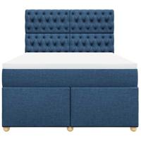 Boxspring met matras stof blauw 140x190 cm - thumbnail