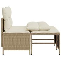 4-delige Loungeset met kussens poly rattan beige - thumbnail
