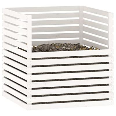 Compostbak 100x100x102 cm massief grenenhout wit - thumbnail