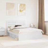 Bedframe met hoofdeinde Wit 140 x 190 cm Massief grenenhout - thumbnail