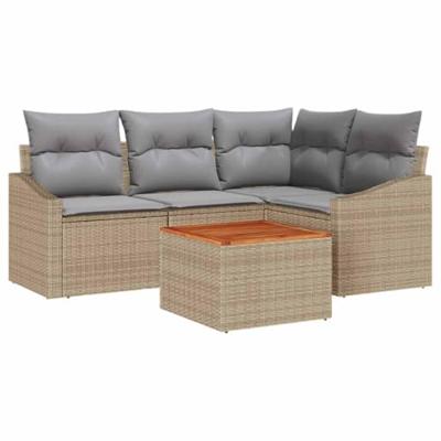 Tuinbankenset met kussen 5 pcs Beige poly rattan