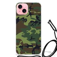 iPhone 15 Plus Doorzichtige Silicone Hoesje Army Dark - thumbnail