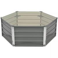 VidaXL Plantenbak verhoogd 129x129x46 cm gegalvaniseerd staal grijs - thumbnail