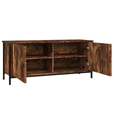 Tv-meubel 102x35x45 cm bewerkt hout gerookt eikenkleurig - thumbnail