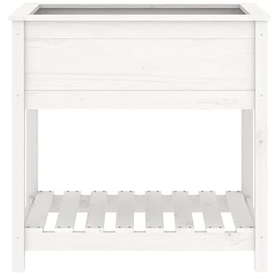 Plantenbak met schap 82,5x54x81 cm massief grenenhout wit