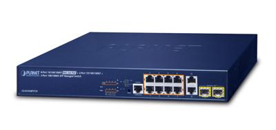 PLANET GS-4210-8P2T2S - Switch - Beheerd - 8 x 10/100/1000 (PoE+) + 2 x 10/100/1000 + 2 x Fast Ethernet/Gigabit SFP - desktop, rack-uitvoering - PoE+
