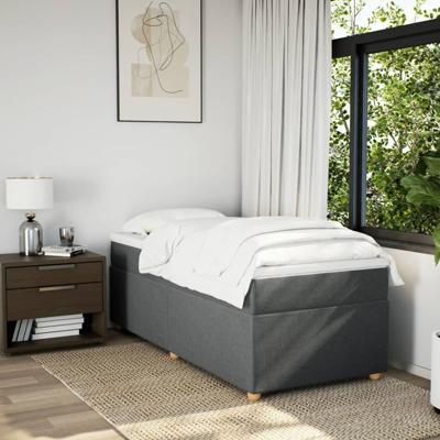 Boxspring met matras stof donkergrijs 120x190 cm