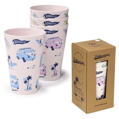VW T1 Volkswagen Busje Explore Set 4 RPET Duurzame Picknick Bekers 450ml