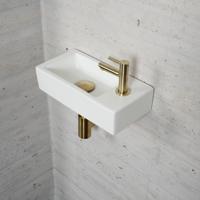 Fonteinset Mat Wit Wiesbaden Color Messing Goud (kraangat rechts) - thumbnail
