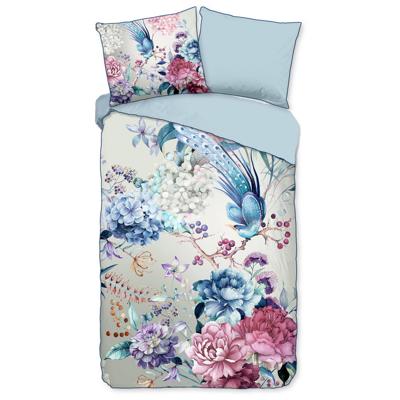 Descanso Dekbedovertrek "bloemen" - Grijs - (140x200/220 cm) - Biologisch Katoen satijn