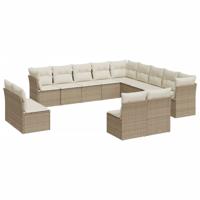 13-delige Loungeset met kussens poly rattan beige - thumbnail