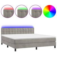 Boxspring met matras en LED fluweel lichtgrijs 160x200 cm - thumbnail