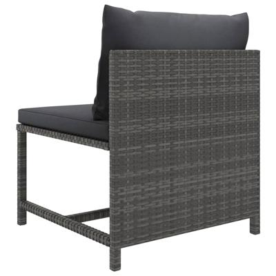 5-delige Loungeset met kussens poly rattan grijs