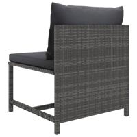 9-delige Loungeset met kussens poly rattan grijs - thumbnail