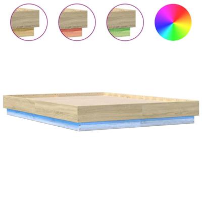 Bedframe met LED-verlichting sonoma eikenkleurig 150x200 cm - thumbnail