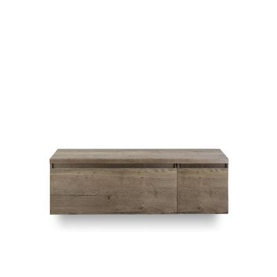 Frozen Badmeubelset 140 cm - Greeplijst in kleur - Wastafel Onderkast - met Bovenblad Tabacco