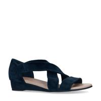 Manfield suède sandalen donkerblauw - thumbnail