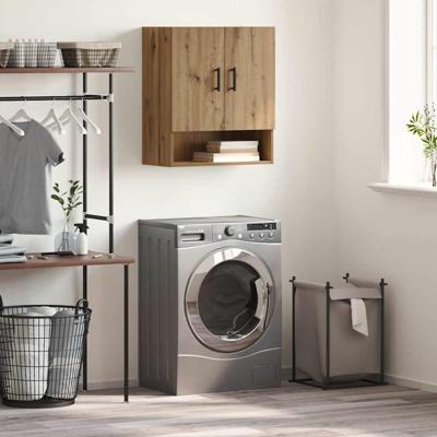 Wandkast artisanaal eikenkleurig 60 x 31 x 70 cm Bewerkt hout