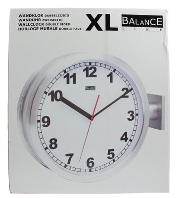 Stationsklok 15" dubbelzijdig zilver