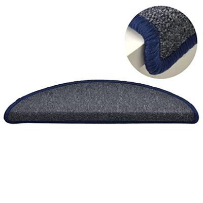 VidaXL Trapmatten 15 st 56x17x3 cm donkergrijs en blauw halfrond VidaXL Trapmatten 15 st 56x17x3 cm donkergrijs en blauw halfrond