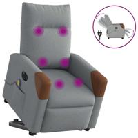 Sta-op-massagestoel elektrisch verstelbaar stof lichtgrijs - thumbnail