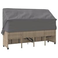 Ligbed met luifel en kussen poly rattanbeige - thumbnail