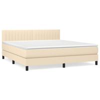 Boxspring met matras stof crèmekleurig 180x200 cm - thumbnail