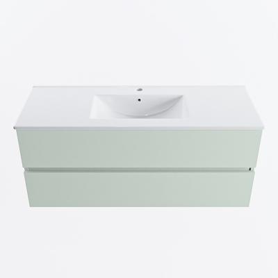 MONDIAZ VICA 120cm badmeubel onderkast Greey 2 lades. Wastafel DENIA midden 1 kraangat, kleur Glanzend Wit.