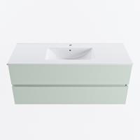 MONDIAZ VICA 120cm badmeubel onderkast Greey 2 lades. Wastafel DENIA midden 1 kraangat, kleur Glanzend Wit. - thumbnail