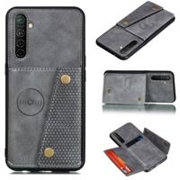 Voor OPPO Realme XT schokbestendige magnetische PU + TPU beschermhoes met kaartsleuven (grijs) - thumbnail