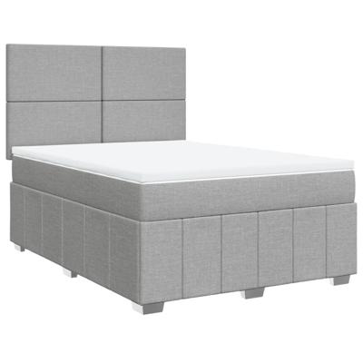 Boxspring met matras stof lichtgrijs 140x190 cm - thumbnail