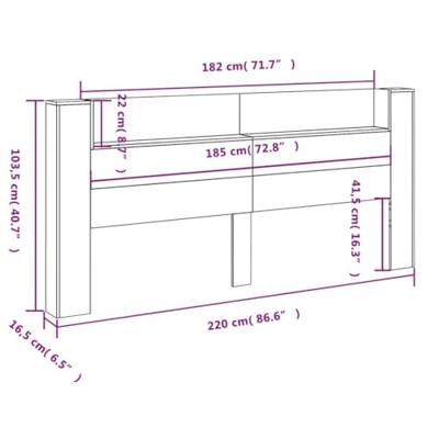 Hoofdbordkast met LED 220x16,5x103,5 cm gerookt eikenkleurig Hoofdbordkast met LED 220x16,5x103,5 cm gerookt eikenkleurig