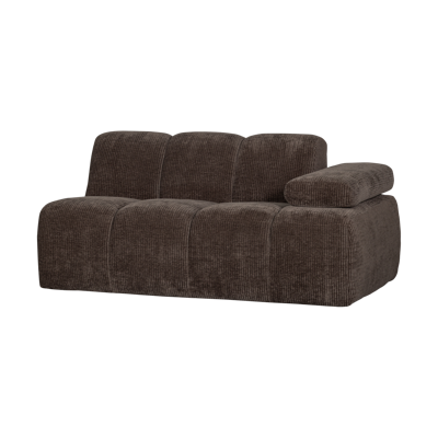 Woood Mojo 1,5-zits bank arm rechts ribstof Bruin