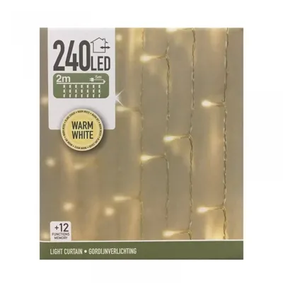 Gordijnverlichting 240 LED 2m Transparant WW