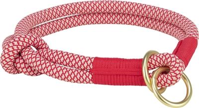 TRIXIE SOFT ROPE HALSBAND HOND HALF-SLIP ROOD / CREME 45X1 CM