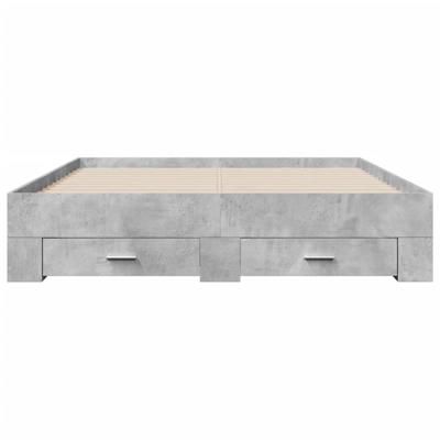 Bedframe met lades bewerkt hout betongrijs 160x200 cm - thumbnail