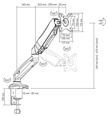 ICY BOX IB-MS303-T, Monitorständer mit Tischhalterung für ein Monitor bis zu 27 (68 cm) 1-voudig Monitor-tafelbeugel 68,6 cm (27) In hoogte verstelbaar,