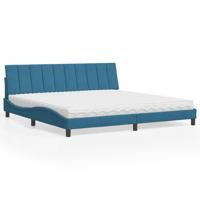 Bed met matras "Hanko" fluweel blauw 200x200 cm - thumbnail
