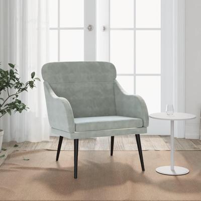 Fauteuil 63x76x80 cm fluweel lichtgrijs Fauteuil 63x76x80 cm fluweel lichtgrijs