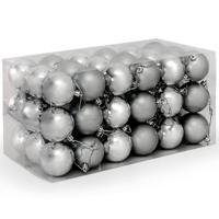 Kerstboomballen kunststof kleur zilver set van 54 stuks - thumbnail
