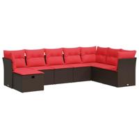 8-delige Loungeset met kussens poly rattan bruin - thumbnail
