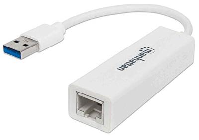 Manhattan USB 3.0 naar Gigabit Ethernet-adapter 10/100/1000 Mbit/s Gigabit Ethernet USB 3.0 wit 506847
