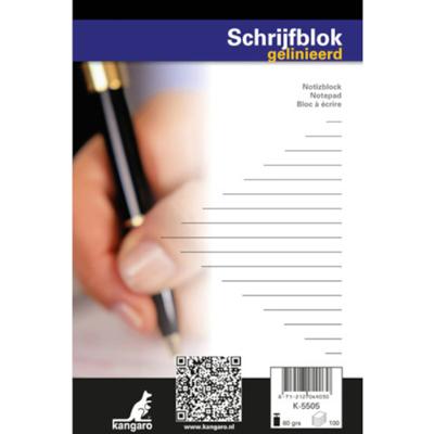 Kangaro Schrijfblok a5 lijn 100 blad pak a 5 st