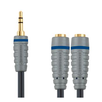 Stereo Audiokabel 3.5 mm Male - 2x 3.5 mm Female 0.20 m Blauw