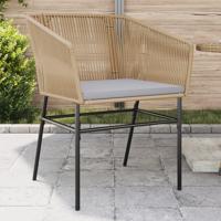Tuinstoelen 2 st met kussens poly rattan bruin - thumbnail