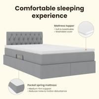 Opbergbed met LED met matras Lichtgrijs 120 x 190 cm Stof - thumbnail