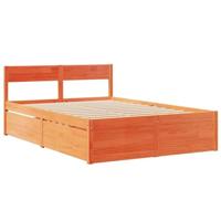 Bed met lades en matras massief grenenhout wasbruin 140x190 cm - thumbnail