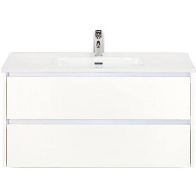 Dante Badmeubelset 100 cm - Wit Hoogglans - Keramische Wastafel Wit Cover