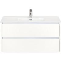 Dante Badmeubelset 100 cm - Wit Hoogglans - Keramische Wastafel Wit Cover - thumbnail